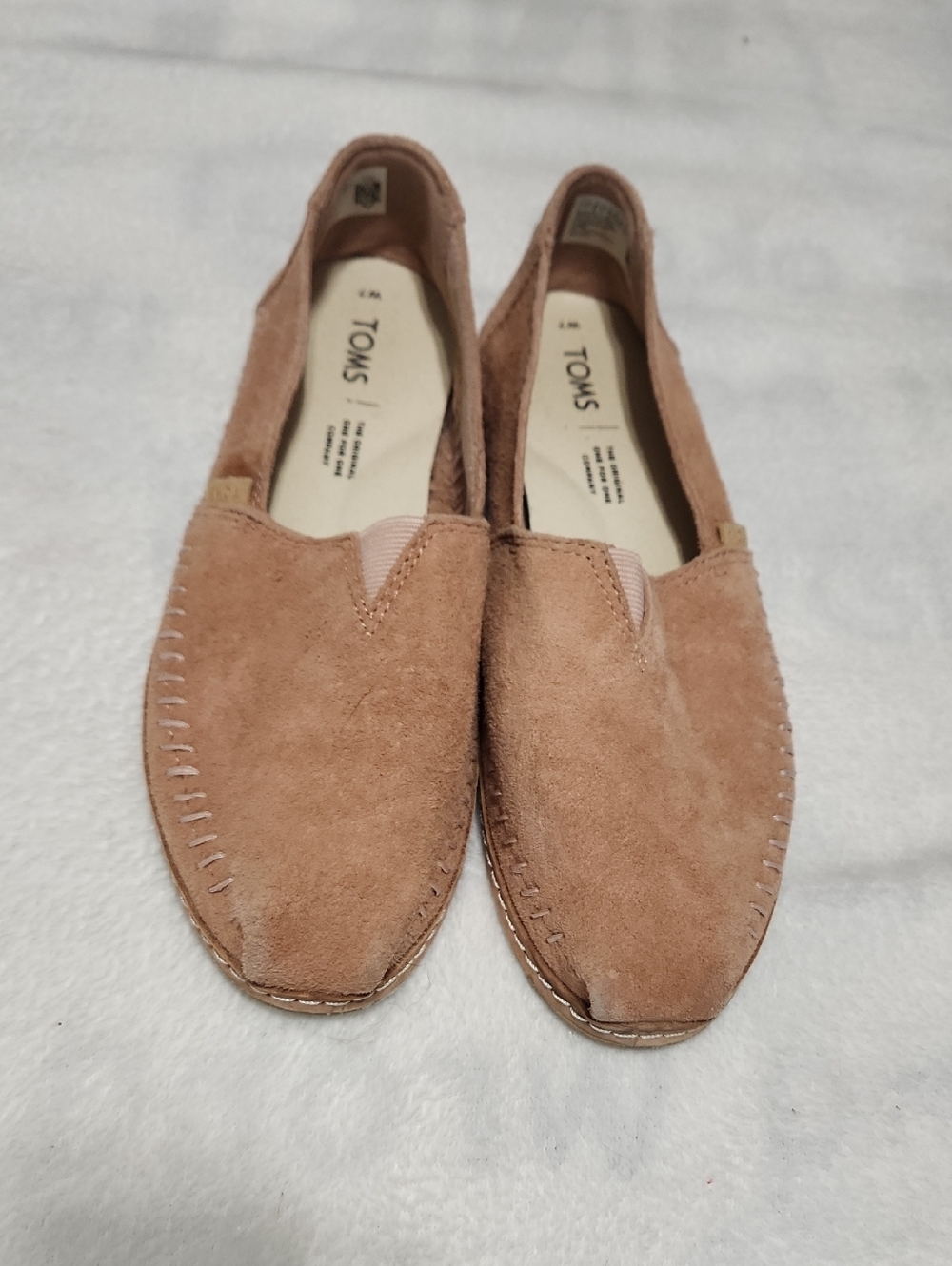 Toms Women's Suede Slip-On Flats in Peach